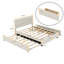 Grand lit plateforme tapissier avec lit gigogne simple et deux tiroirs