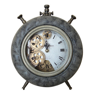 Traditional Analog Tabletop Clock in Gray