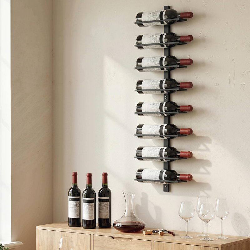 Multi-tiered, Wall Mounted Wine Bottle Rack Black, 93.5cm H x 27cm W x 10cm D