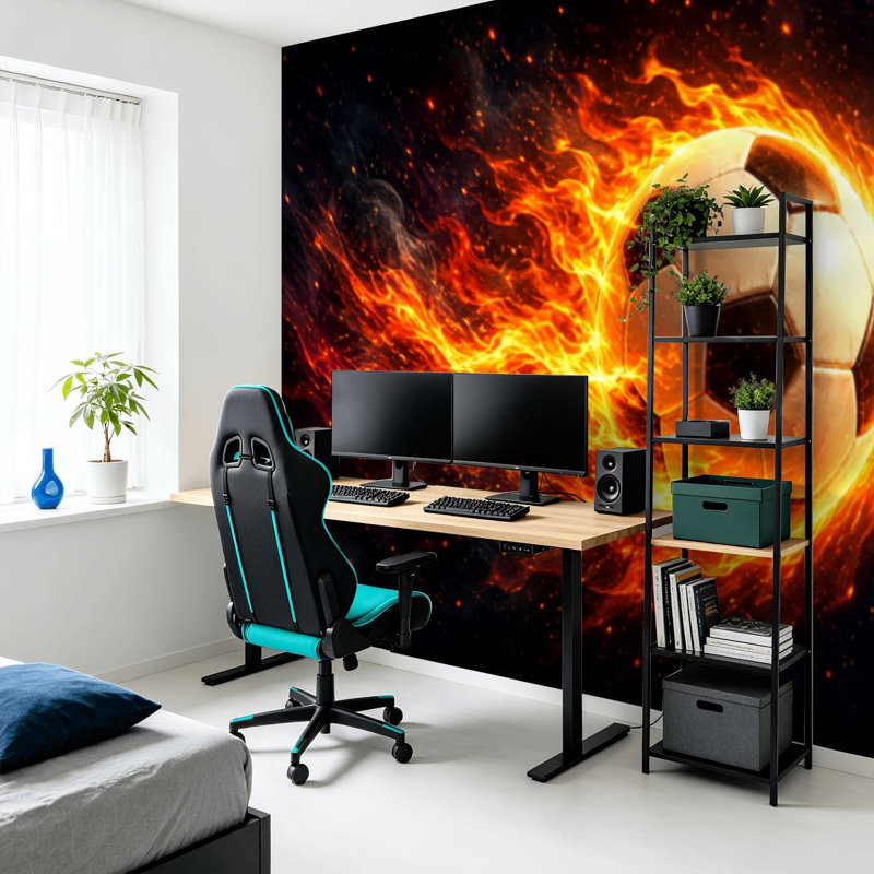 Murale auto-adhésive moderne pour la chambre à coucher Peel and Stick L 69 po x l 96 po avec imprimé ballon de soccer