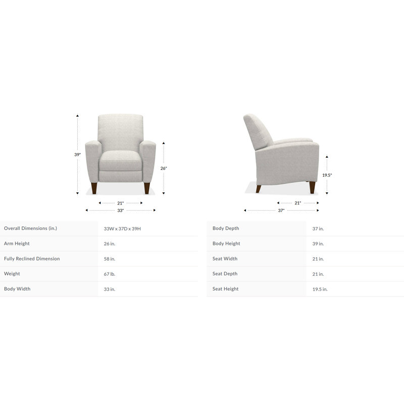 Scarlett High Leg Reclining Chair, McKittrick Smoke Twill