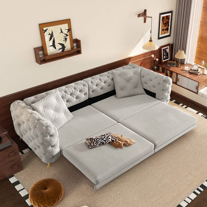 Yates 97.7" 3-In-1 Convertible Sleeper Sofa, Light Gray