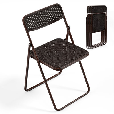 Plastic Folding Chair With Imitation Rattan Design(Set Of 4)