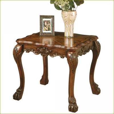 Table basse en chêne cerisier avec finition brossée à la main rétro - charme rustique Pieds à griffes stables