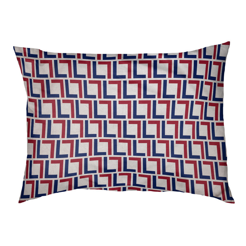 Coussin pour chien Bonheur, Small  (18'' W x 28'' D x 4'' H), Blanc / bleu foncé / rouge