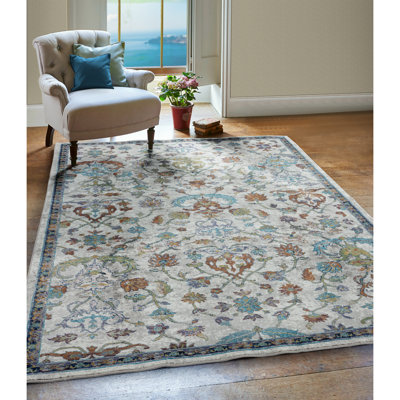 Tapis floral gris / bleu Gleaves