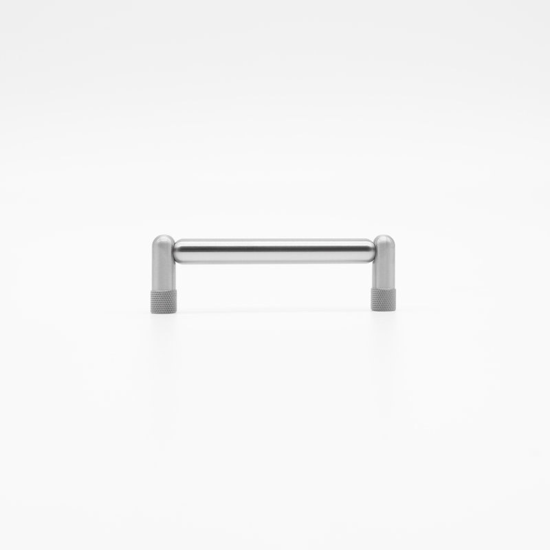 Poignée d'armoire moletée, 4", Nickel satiné