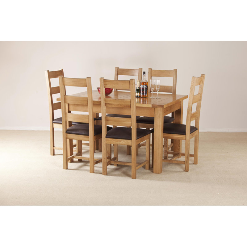 Marley 48cm H Genuine Leather Upholstered Ladder Back Dining Chair, Natural