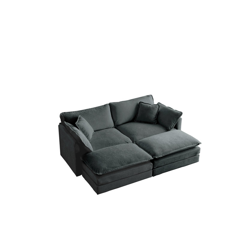 Canapé 2 places Kase, Gris, 33" H x 76.7" W x 57.4" D