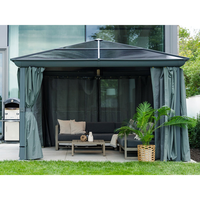 Venus - Gazebo 10x12 Toit de polycarbonate, Gris ardoise, 14 pi x 10 pi