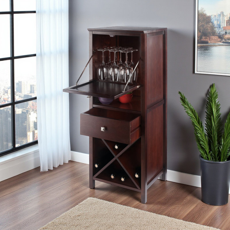 Dominguez Jelly 4-Section Cupboard in Walnut Finish, 47.26'' H X 17.11'' W X 15.74'' D
