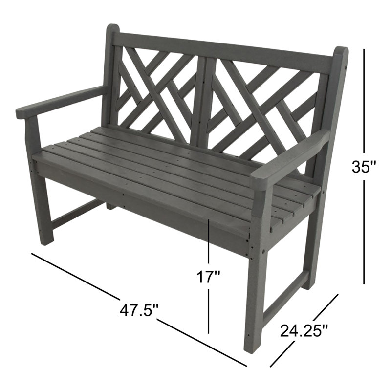 Banc 48 po POLYWOOD Chippendale, Gris ardoise