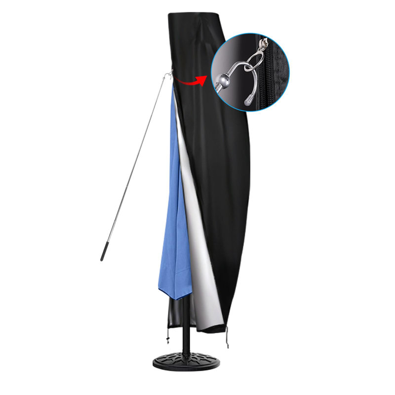 Housses de parasol imperméables en porte-à-faux pour parasols d'extérieur décalés de 9 pi à 12 pi, tissu durable 420D avec aération supérieure, conception à cordon de serrage à ourlet et fermeture à glissière, protection anti-UV