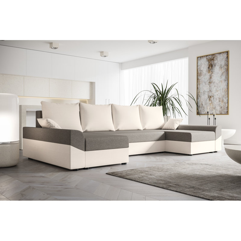 Bagdat 4 Seater Corner Sofa , Cream/Light gray - Sawana21/Sawana01