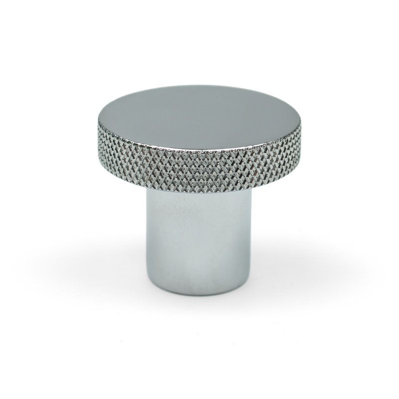 Polished Chrome Knurled Edge Disc Knobs, 30mm Knob