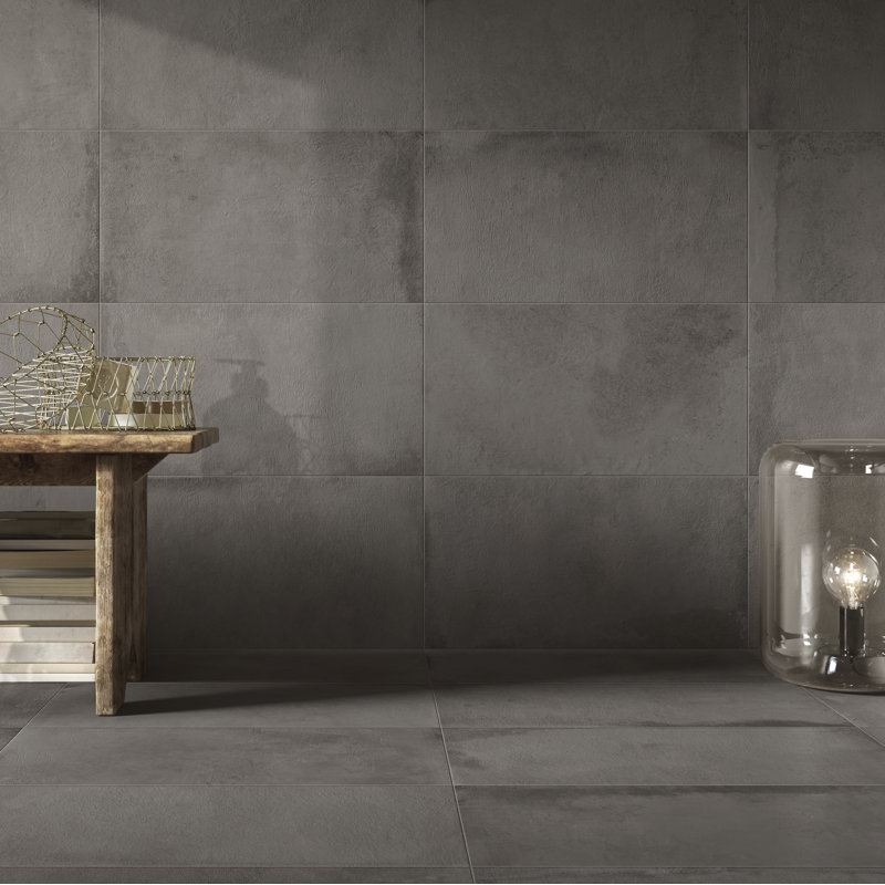 Borigni Gray 18 in. x 35 in. Matte Porcelain Floor and Wall Tile (12.86 sq. ft./Case), Black