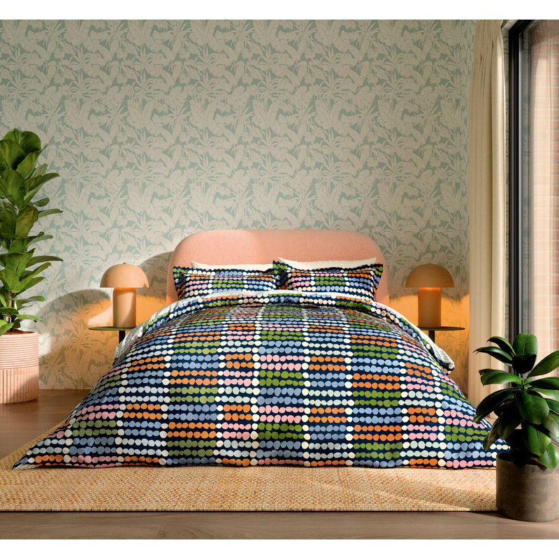 Polka Cotton Block Print [EU ONLY] Duvet Cover Set with Pillowcases Included, Single Duvet Cover + 1 Single Pillowcase
