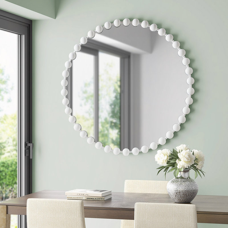 Miroir mural rond 36 po, Blanc