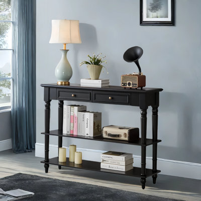 American Style Solid Wood Black Console Table