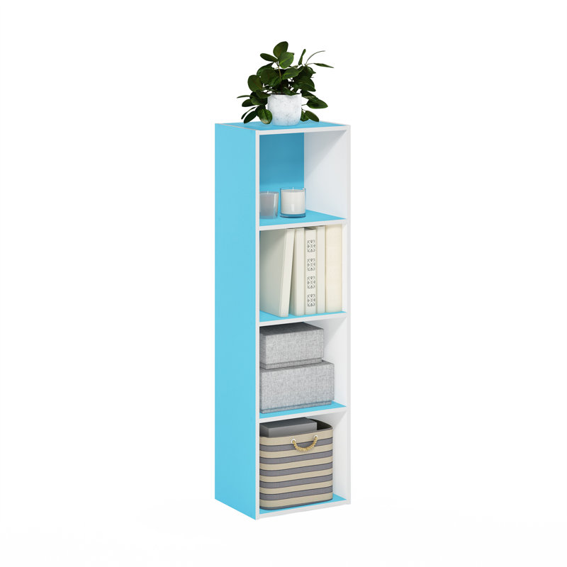 Chakib 4-Tier Open Shelf Bookcase, Light Blue/White