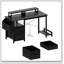 Bureau de 47,3 po avec prise de courant, 2 supports pour écran, 2 tiroirs, pochettes latérales, facile à assembler, stabilité de la structure réversible, utilisation comme bureau à domicile, bureau d'ordinateur, table de jeu-271141386