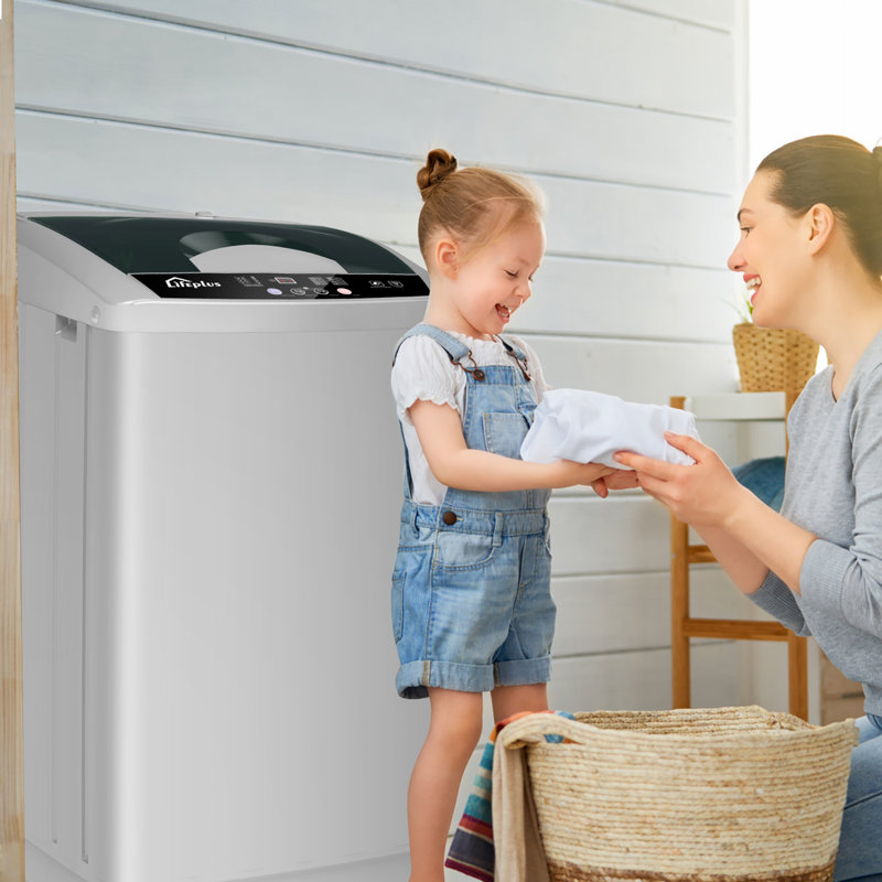 LIFEPLUS 3.5 Cubic Feet cu. ft. Portable Washer with Child Safety Lock, Light Gray