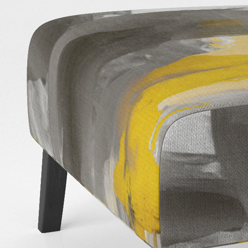 Mustard Yellow And Vivid Gray II - Upholstered Wide Slipper Chair