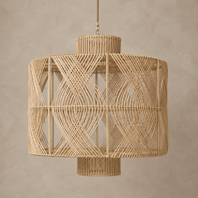 19.7 in. H Rattan Tiered Pendant Shade