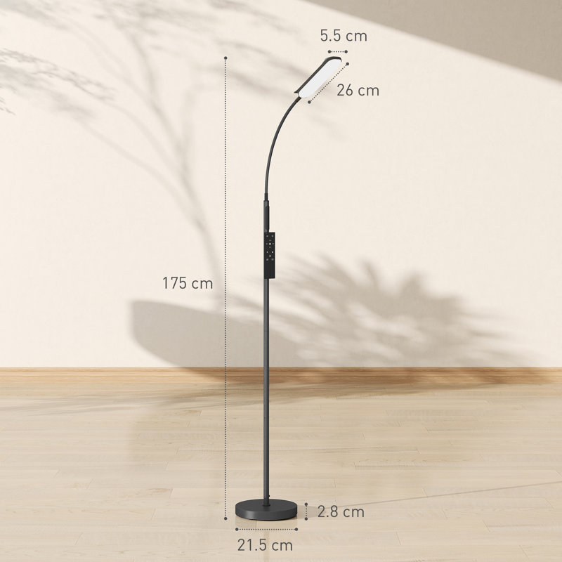HOMCOM LED Floor Lamp Remote & Touch Control Stepless Dimmable Black