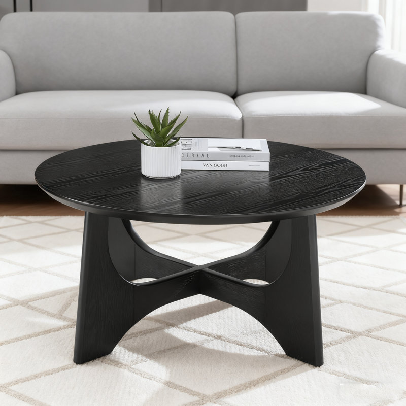 36" Round Coffee Table, Coffee Tables For Living Room Reception Room, Oak