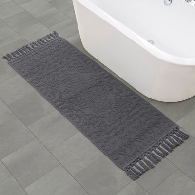 French Connection Nellore Fringe Machine Washable Cotton Bath Rug
