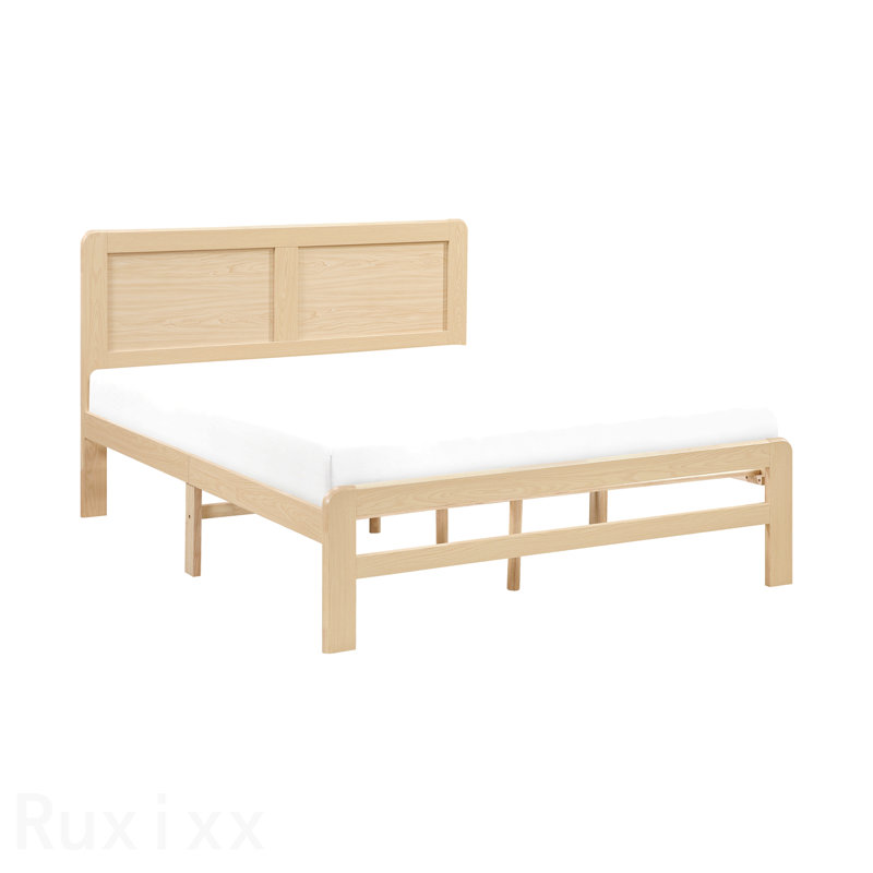 Ensemble de lit plateforme en bois avec finition lit naturel contemporain 1pc, Queen