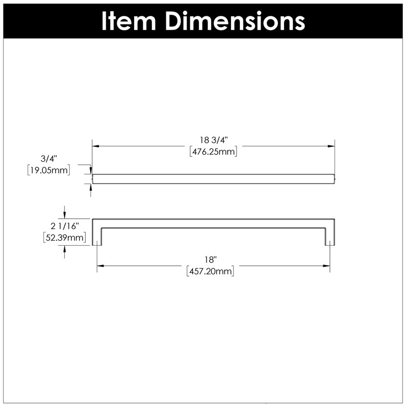 Coventry Center Appliance Pull, Satin Nickel, 18", 0.75"