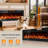 Electric Fireplace, Recessed & Wall Mounted Ultra-thin Heater With Multicolor Flames, Crystal Logs, Silent Operation, Timer, Touch Screen & Remote Control-1946713892