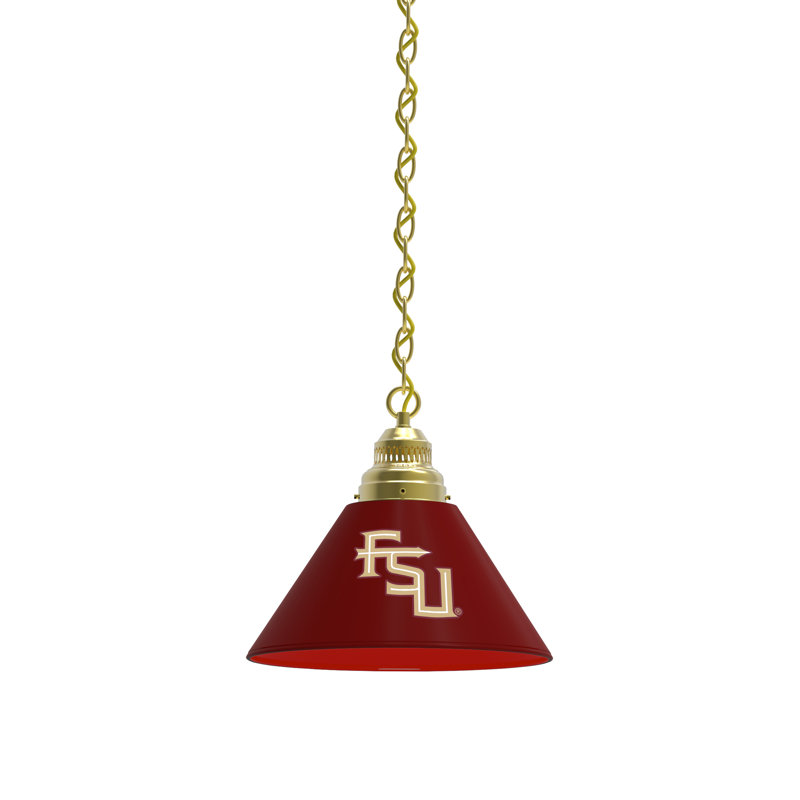 1 - Light Single Pendant, Brass, Florida State Seminoles (FSU Letters Logo)