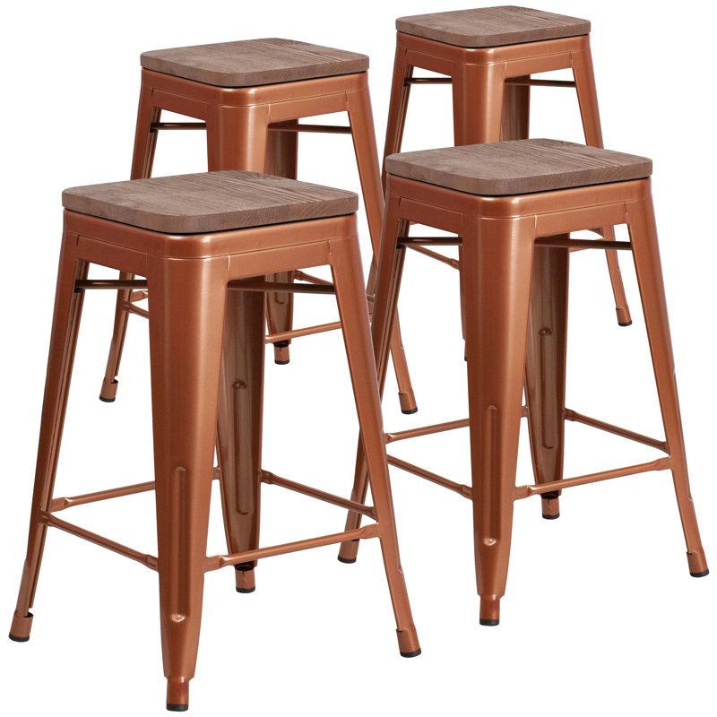 Tabouret à hauteur de comptoir 24 po Gladus, Cuivre, Tabouret de comptoir (assise de 24 po de hauteur), 4