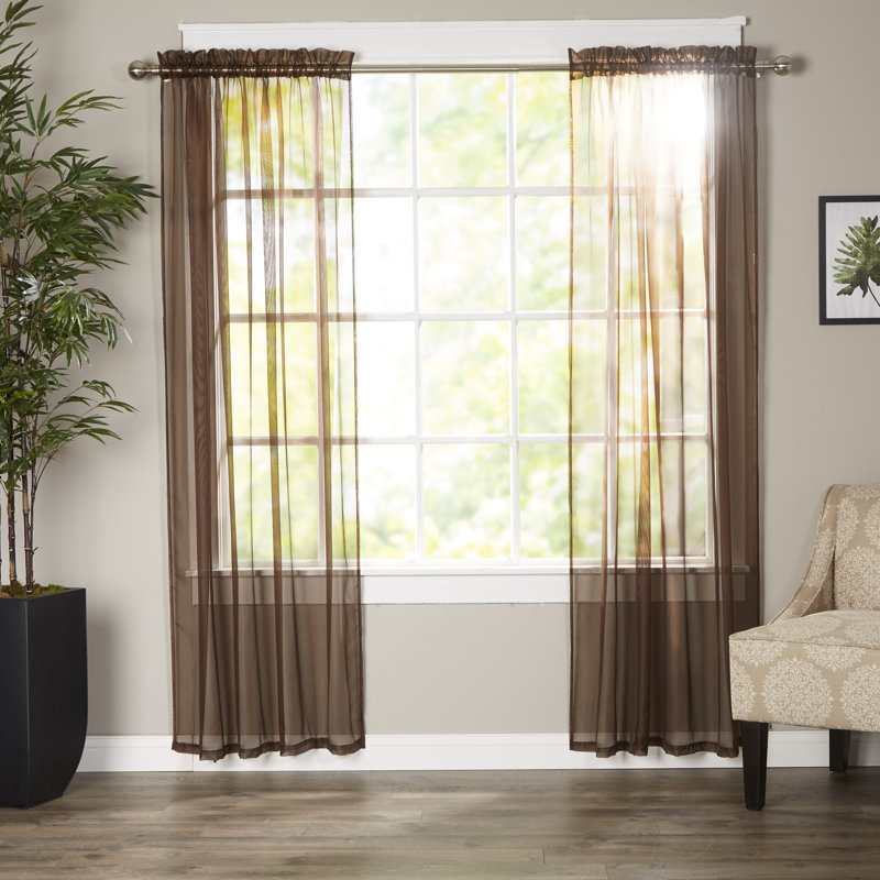Sheer Sliding Panel Pair, Brown, 40" W x 84" L