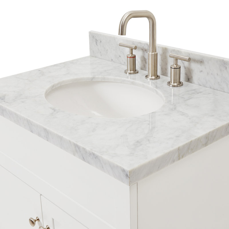 Abell 31'' Single Bathroom Vanity with Carrara Marble Top, White