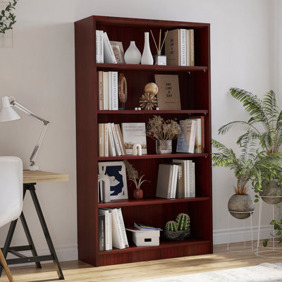 Bibliothèque à 5 tablettes en cerisier de 60 pouces de hauteur pour chambre à coucher