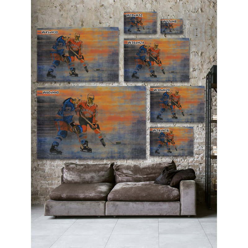 « usa vs can » par parvez taj,, reproduction d’art sur toile tendue, 40 po x 60 po