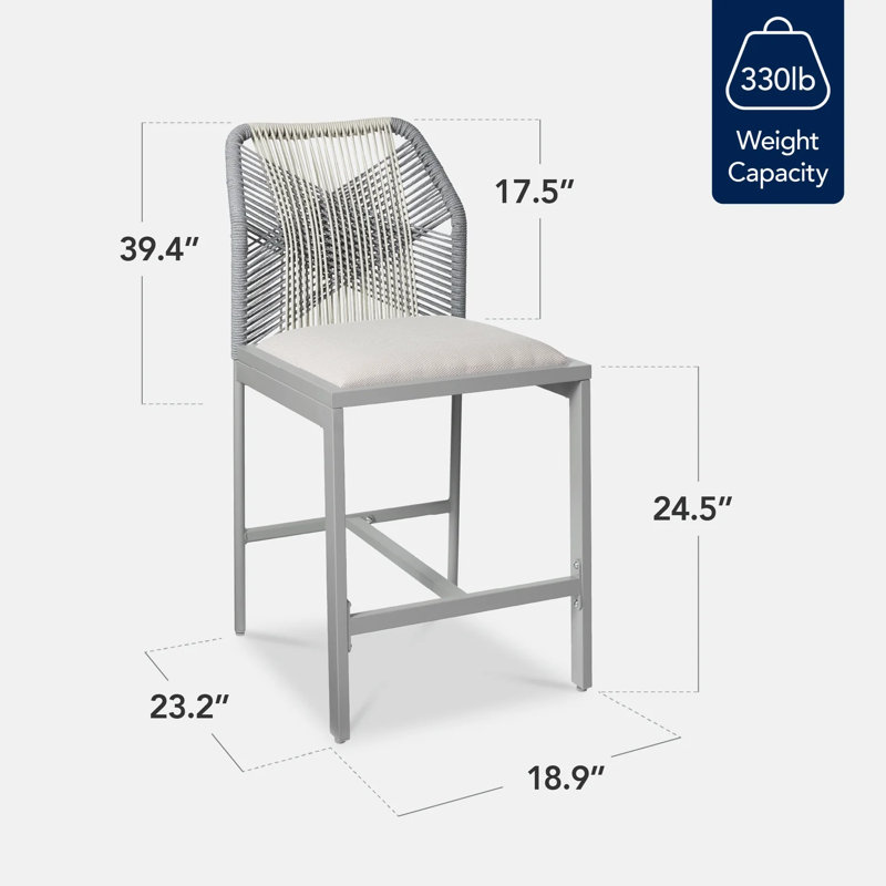 Set Of 2 Bar Stools, Gray/White