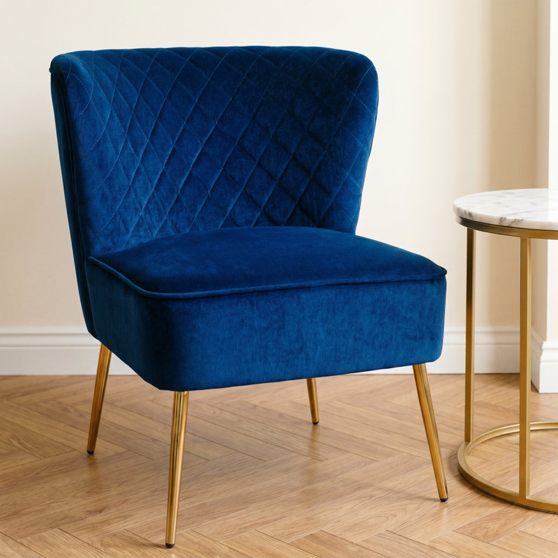 Chaise d'appoint en velours Tru, Bleu velours