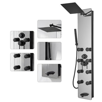 Dual 4-In-1 8-Jet Multifunction Shower Panel System With Adjustable Rainfall Showerhead And Handheld