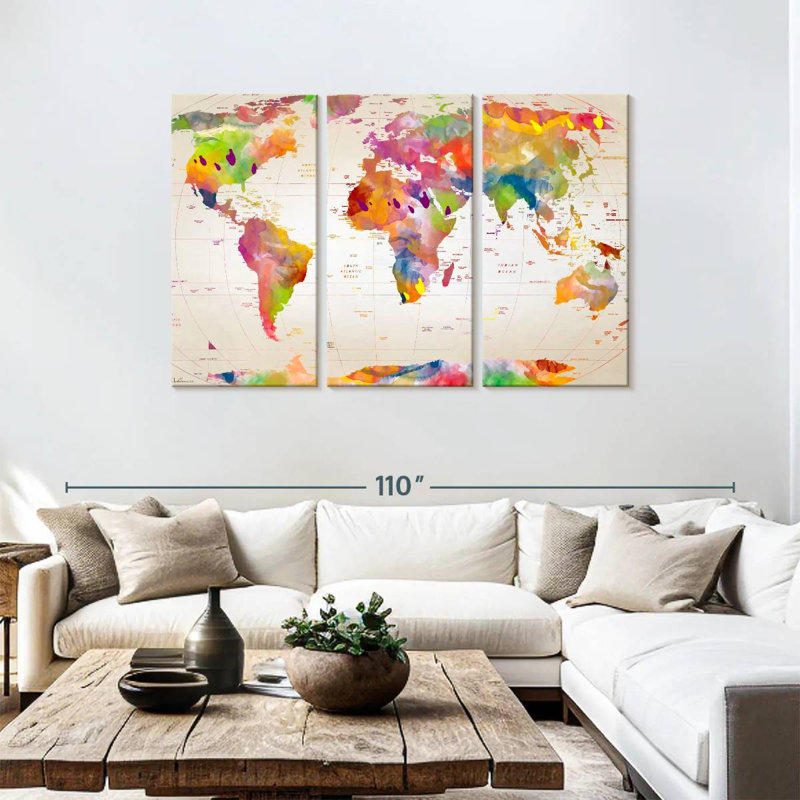 Carte du monde Aliaz II, H 48 po x l 74 po