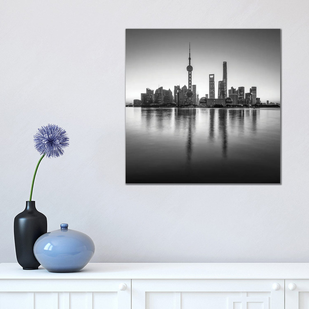 Pudong Sykline In Black And White, Shanghai, China by Jan Becke - Wrapped Canvas Gallery-Wrapped Canvas Giclée