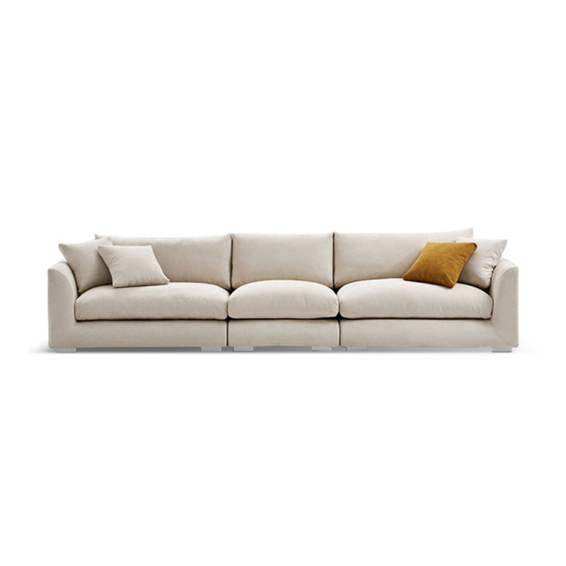 Canapé modulaire en chenille crème et blanc, 35.43" H x 109.45" W x 37.4" D