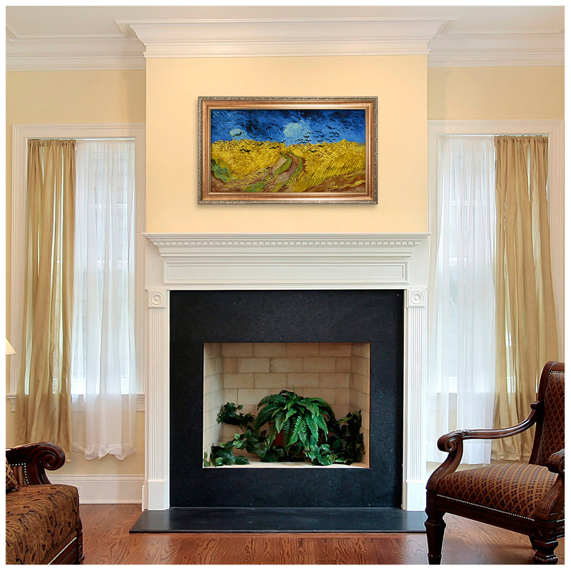 Wheatfield with crowsThe by Vicent Van Gogh The World Classic Art Reproductions,Framed Art for HomeDecor,Image Size:30x16 inches Luxurious Gold Embossing Framed Size:34.5x20.5 inchs