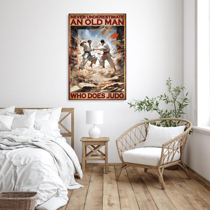«Old Man Who Does Judo», reproduction d'art rectangulaire sur toile tendue 1 pièce, H 20 po x l 16 po x P 1,25 po