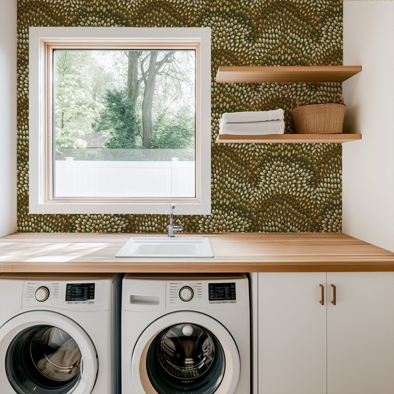 Jandaya Wallpaper, Olive, Faux Grasscloth, Non-pasted