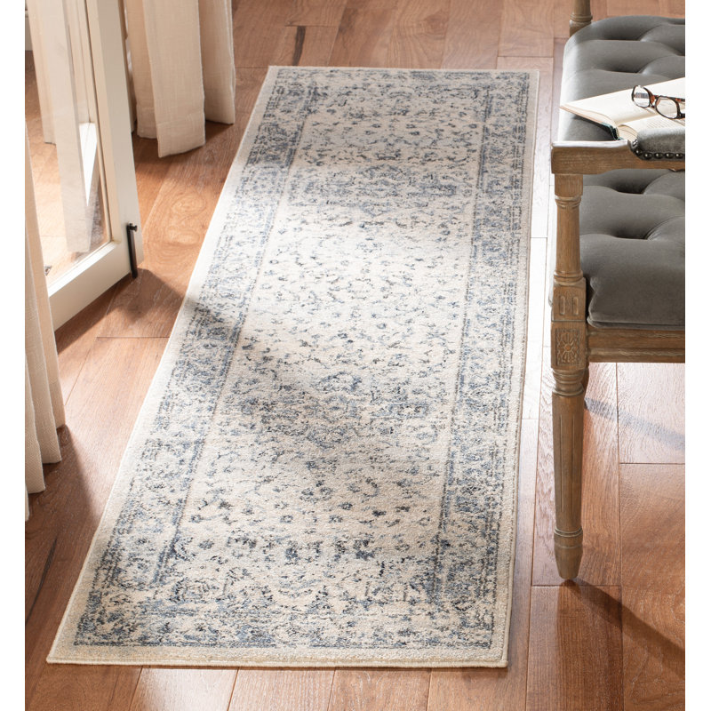 Charleston Oriental Area Rug In Ivory / Navy, Runner 61 x 244 cm